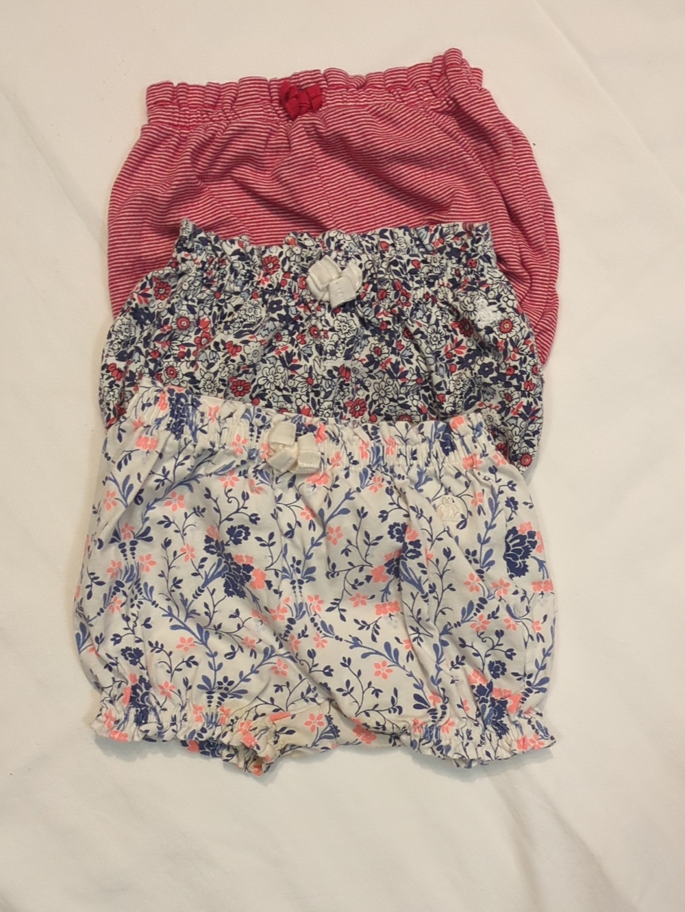 Baby Gap Floral and Stripe Cotton Shorts Set - Pink & Navy